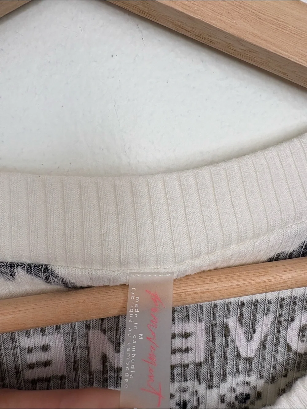 Free People || FP Movement Rally Rib Henley Top Aspen Range Ski Motif Ivory M